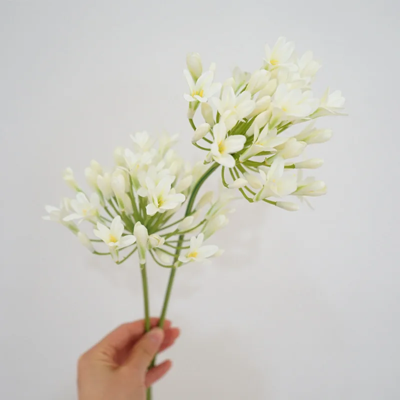 75 سنتيمتر Agapanthus الأفريقي الزهور الاصطناعية الفاخرة الطفل التنفس طويل الجذعية الزفاف المنزل الجدول غرفة ديكور الحفلات زهرة الفوشيه #5