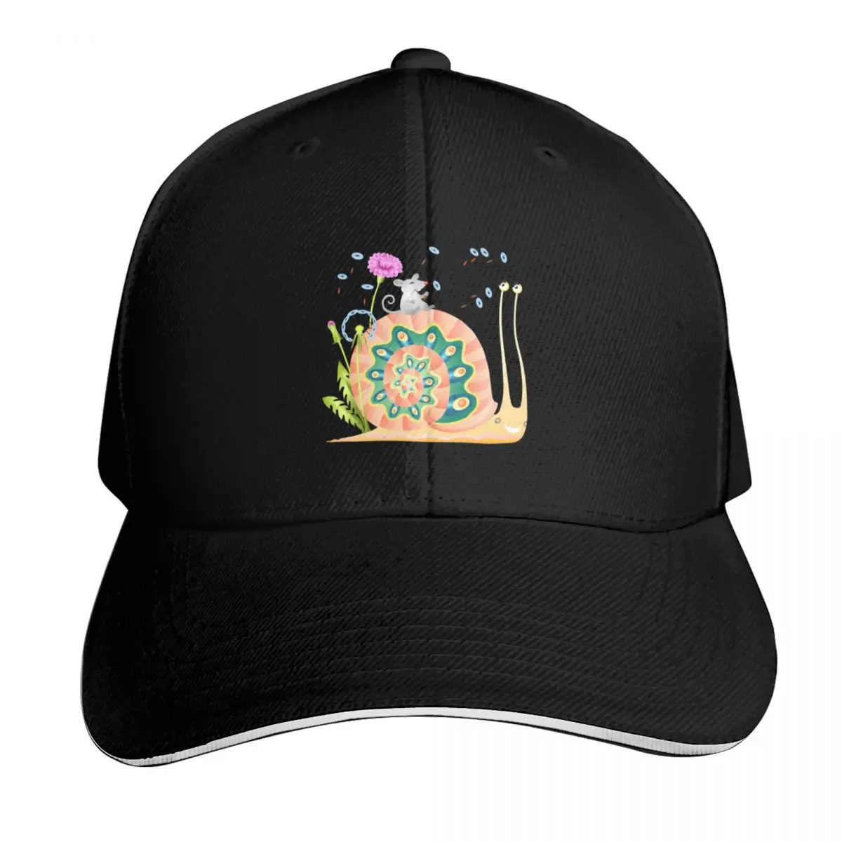 

Snail with Flowers Floral Bow Tie Cute Mother's Day Snail Animal Baseball Cap Anime Rave beach hat Hats For Men Women's