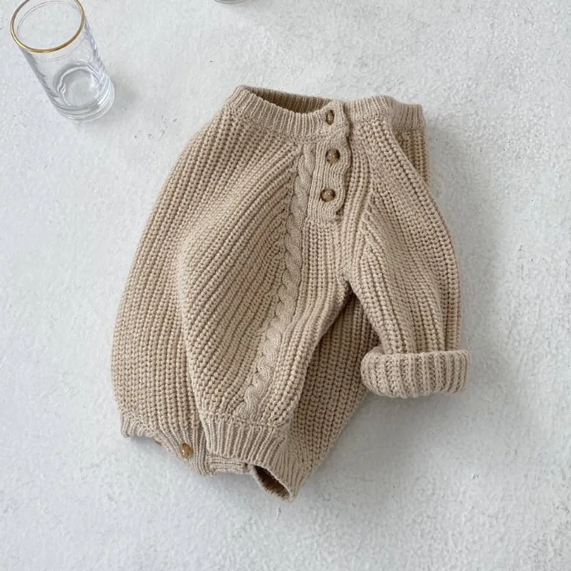 2024 Korea Baby Autumn Sweaters Infant Long Sleeve Knitted Bodysuit Boys Girls Knitwear Rompers Newborn Knit Jumper Clothes