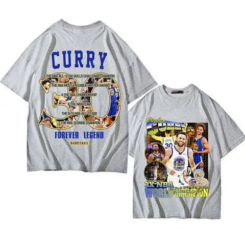 Steph Curry 30 short sleeve Cotton T-shirt men's and women's Basketball hip hop summer loose big head half sleeve T shirt