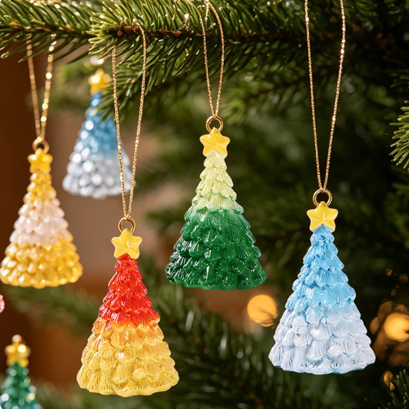 3 unidades de colgantes navideños de resina con diseño degradado, para decorar jardines de hadas, micro paisajes y escritorios, ideales para las fiestas.
