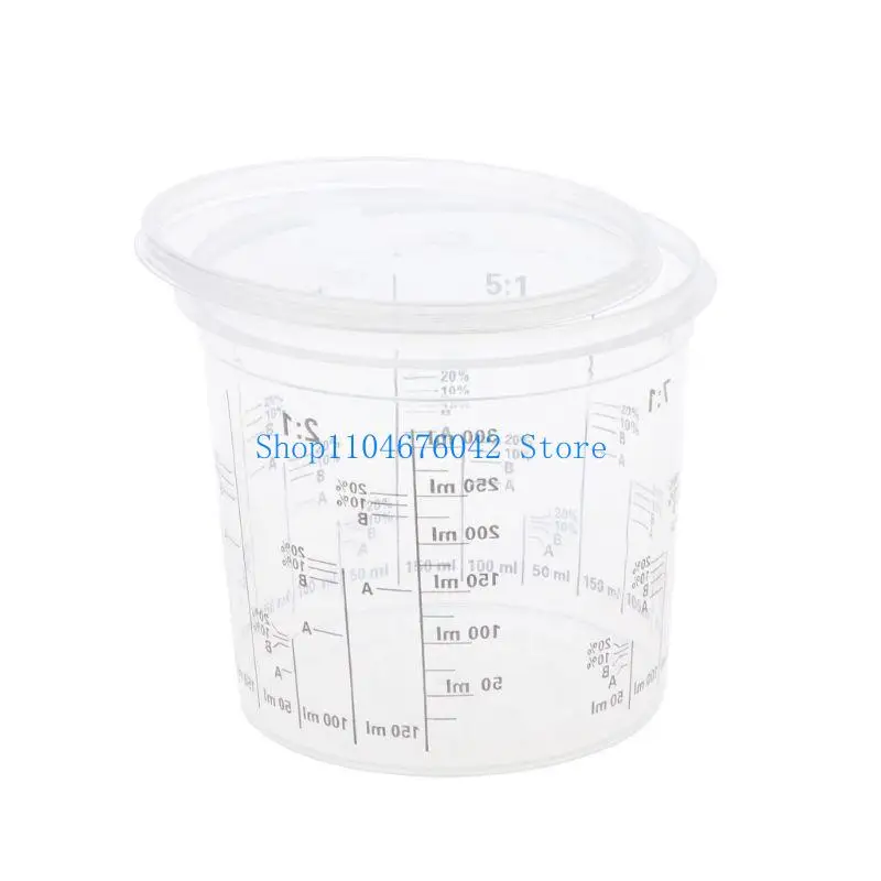 652F 5 Pcs Disposable Graduated Clear Plastic Paint Mixing Cups Calibrated Mixing Ratios Measuing Cups For Paint Resin Tools