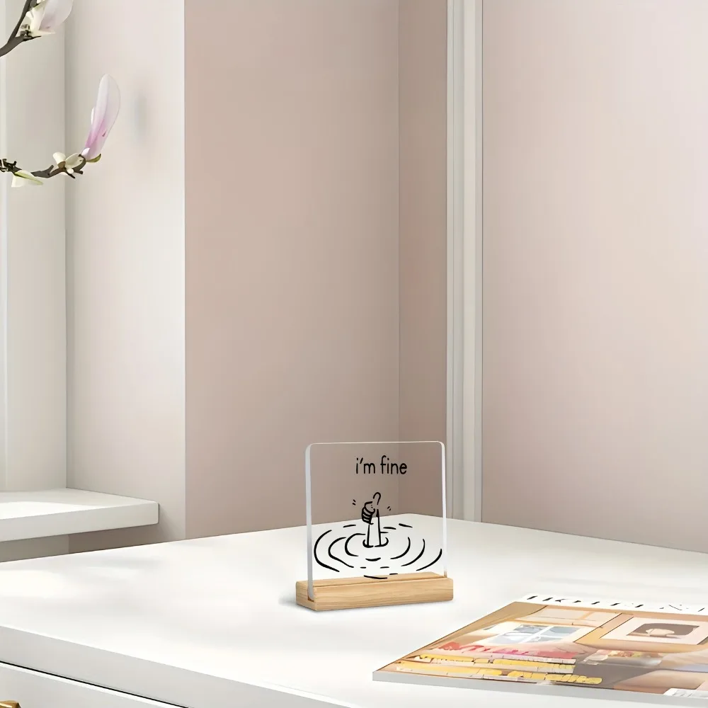 شعار 2D مضحك "I'm Good" - تصميم بسيط باللونين الأبيض والأسود لتزيين سطح المكتب من الأكريليك، المكتب المنزلي، هدية تزيين السنة الجديدة