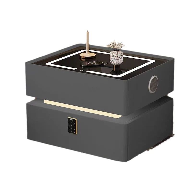 

Bedside table with charging station Small bedside table with fabric drawers Small space with USB port and socket