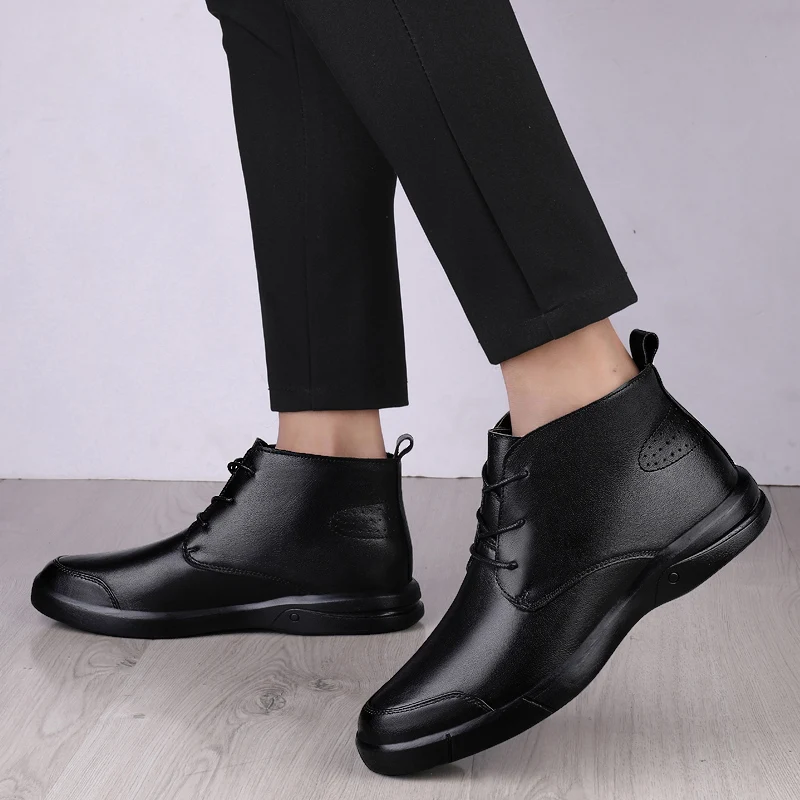 Famous Luxury Ankle Boots High Quality Mens Shoes Genuine Leather Casual Shoes Men Cow Leather Dress Warm Winter Boots for Men view 6