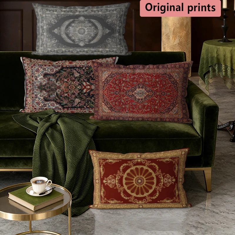 Vintage Persische Teppich-Kissenbezüge, geeignet für Sofa, Schlafzimmer, Auto, Kissenhülle, rechteckiges Rückenkissen