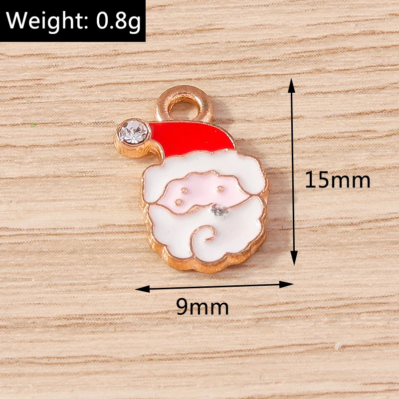 10 stücke Cartoon Emaille Weihnachten Santa Claus Charms Anhänger für Schmuck Herstellung Halsketten Ohrringe Armband DIY Handwerk Zubehör – Detail 19