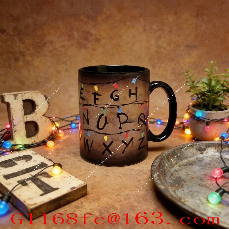 Color Changing Coffee Cup, Pouring Hot Water for Pattern Display, Thermosensitive Color Changing Ceramic Cup, Creative Gift