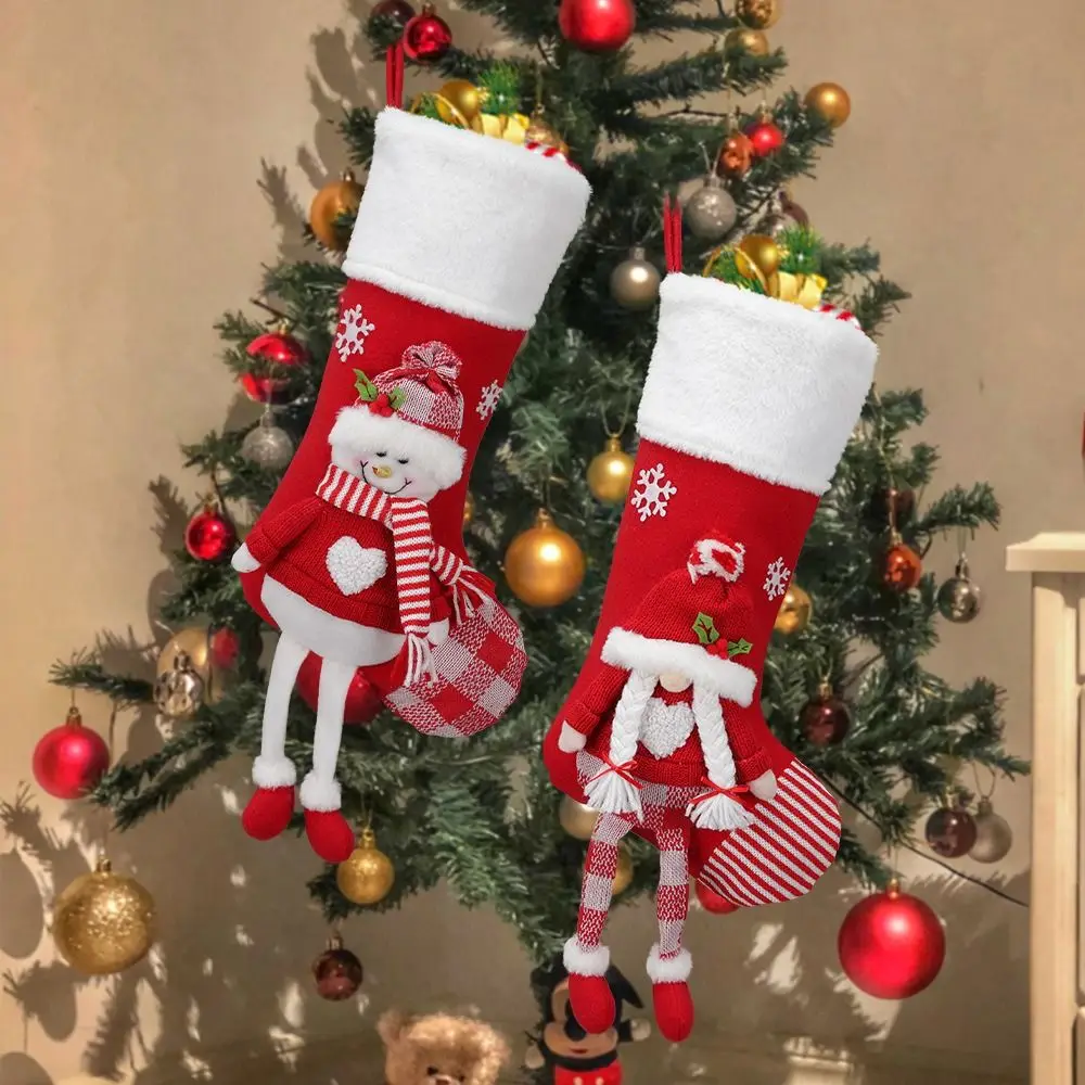 Large Capacity Christmas Gift Bag Three Dimensional Merry Christmas Christmas Stocking Elderly Snowman Reusable