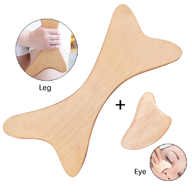 2PCS Wooden Gua Sha Tool Set Scraping Board Slimming Massage Board For Back Neck Body Contouring and Shaping Anti-Cellulite