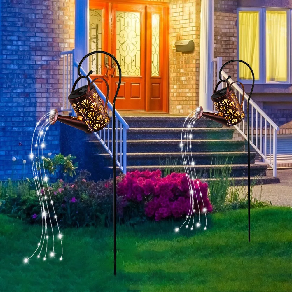 LED Kettle Solar Light Wrought Iron Watering Can Fairy String Lamp Outdoor Waterproof Solar Lawn Lamp Garden Decoration