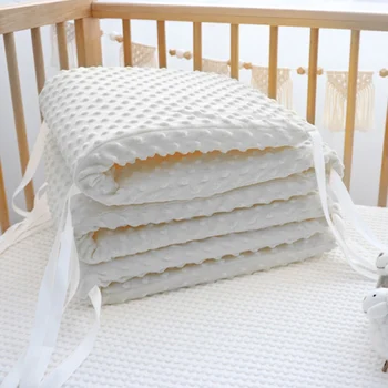 200CM Baby Bed Thicken Bumper One Piece Cotton Waffle Crib Bumper Around Cushion Cot Bed Washable Anti-collision Protector Pillows