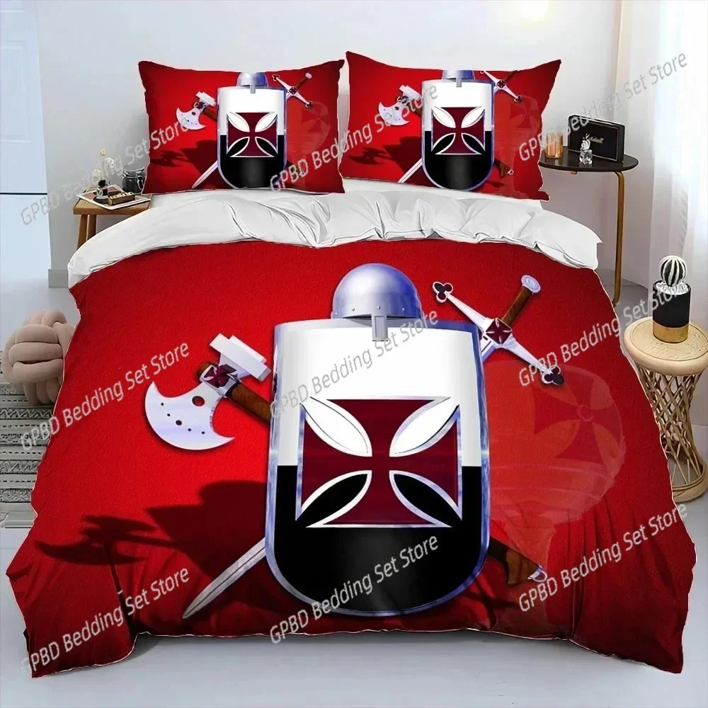 Cavalier Knight Templar Crusaders Comfortable Duvet Quilt Cover Pillowcase Bedding Set Children Bedroom Decoration Home Textile
