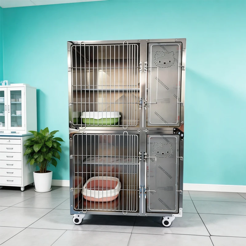 Veterinary Animal Hospital Cage Stainless Steel Pet Kennel Recovery Cage Veterinary Clinic Medical Equipment