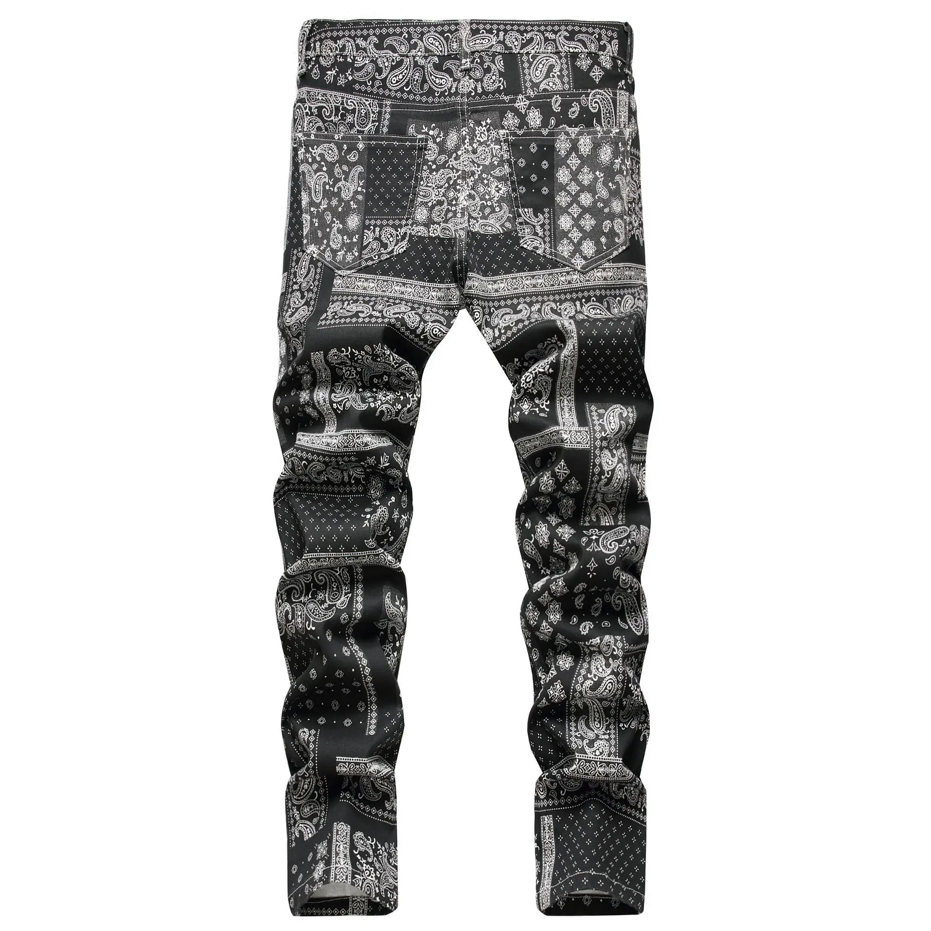 Y2k-Ropa de moda para hombre, pantalones vaqueros con estampado colorido de personalidad, Parche de retazos a cuadros, elásticos, de calle, 2024