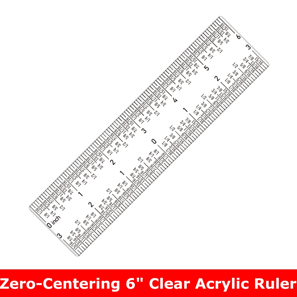 

1pc Zero-Centering 6" Clear Acrylic Ruler for No More Counting Tick Marks Cardmaking Crafting Tools Measurements Centering Tool