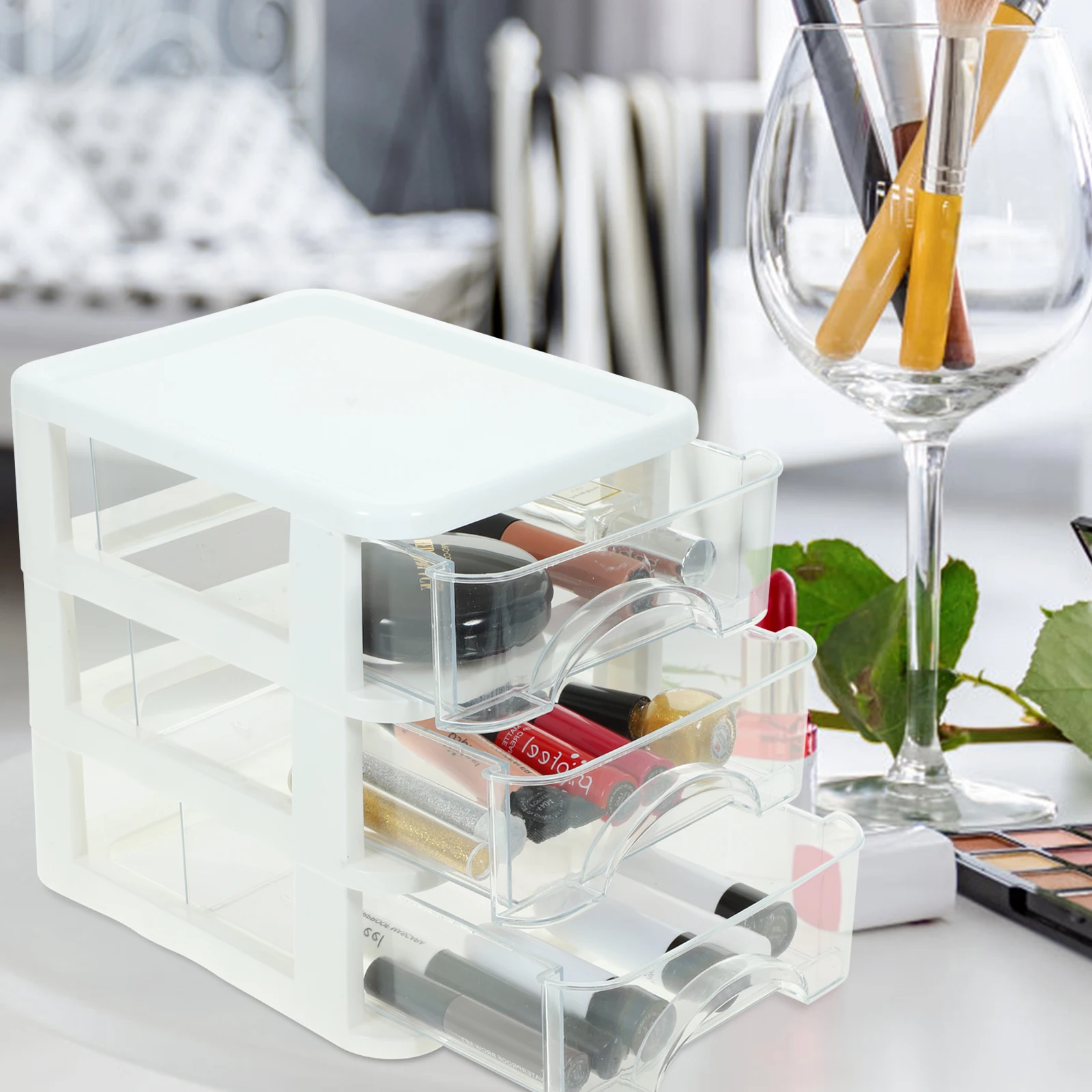 

Multi-Function Desk Organizer Plastic Storage Container for Makeup Stationery and Daily Necessities Desk Organizer