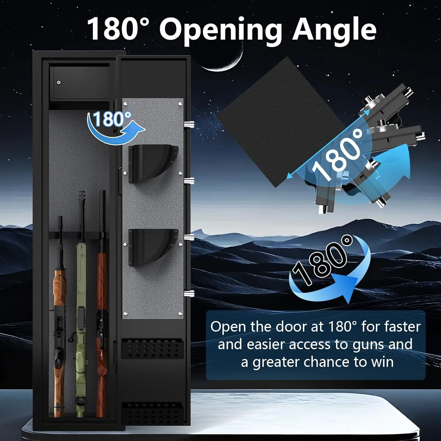 Gun Safe, 2-3 Electronic Rifle Safe for Shotgun and Pistol with Inner Box, Digital Gun Cabinet with Dual Alarm System,180 Degree