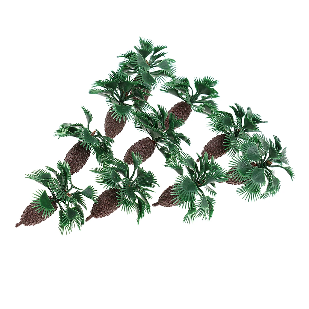 MagiDeal 10Pcs Plastic Palm Tree Model Train Track Street Railway Park Garden Scenery Miniature Scene Model Building Prop 5cm