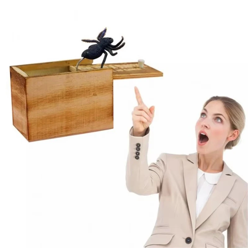 1 Stuks Houten Prank Truc Bananasplit Schrikken Speelgoed Doos Gag Spider Grappig Spelen Grap April Fool Day Halloween Gift Verrassende doos Speelgoed