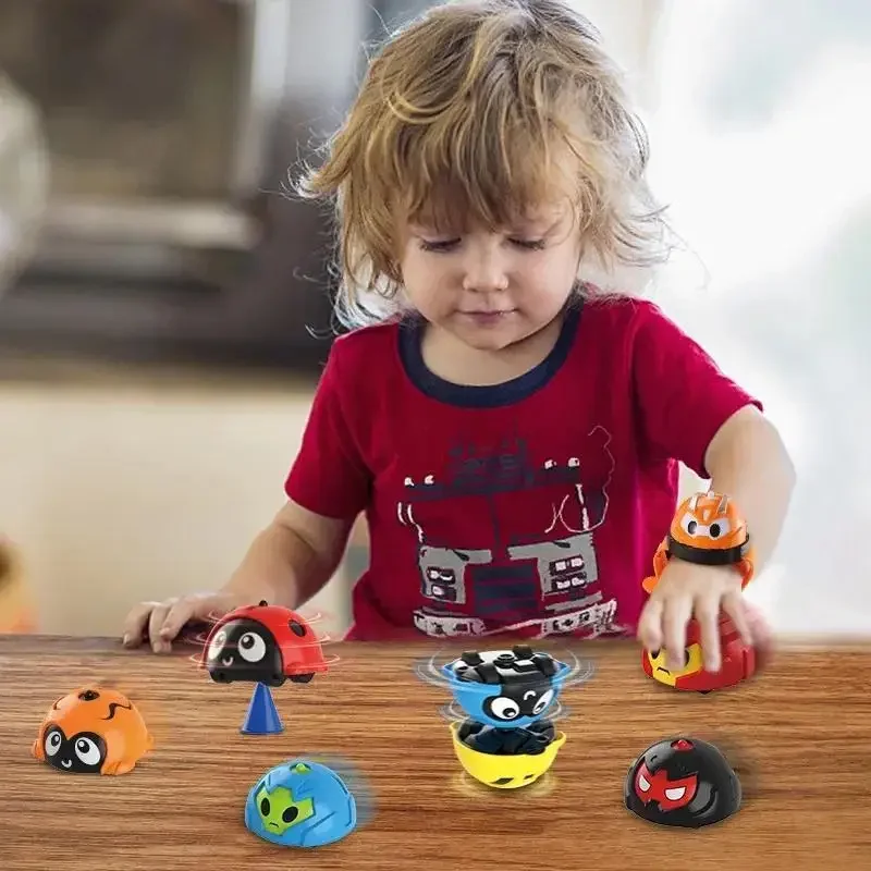 Watch Rotating Q Car Cartoon Fidget Gyroscope Toy with Inertial Rotation and Battle Function Kids Gift Children Toys