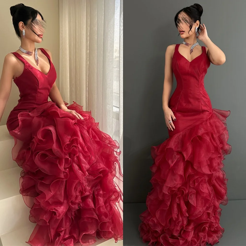 

Customized Exquisite Organza Evening Dress Exquisite V-Neck Sleeveless Homecoming Dresses Fashion Special Occasion Gowns