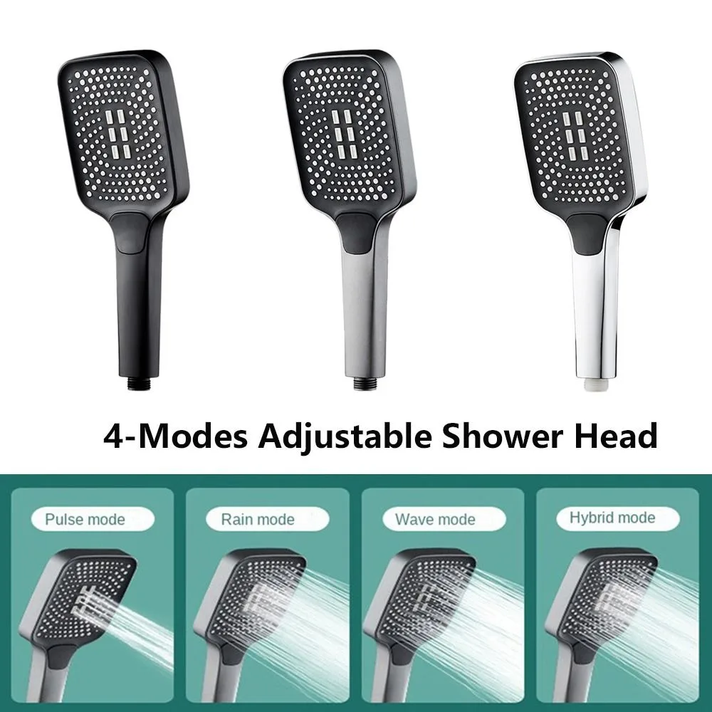 

Universal 3 Modes Shower Head Square Big Panel High Pressure Water-saving Sprinkler Bath Faucet Accessories