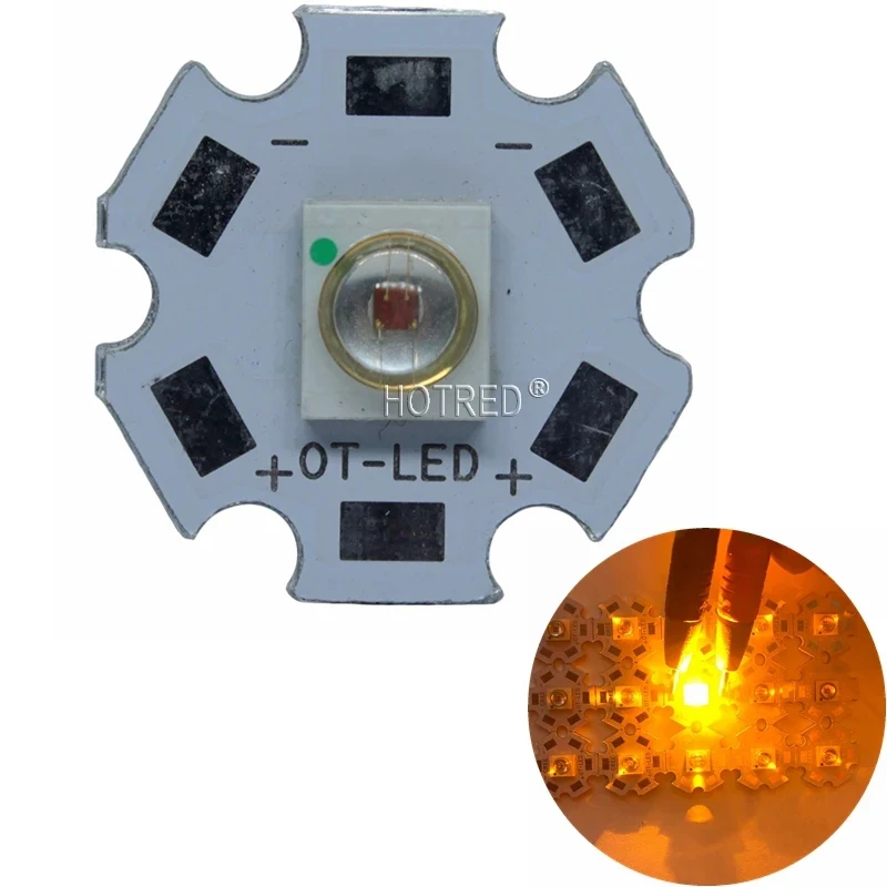 20 sztuk wysokiej dioda LED dużej mocy Chip pomarańczowy bursztynowy żółty 3W COB LED Semileds żarówka 590-595nm z 20mm/16mm pcb zintegrowany dla majsterkowiczów