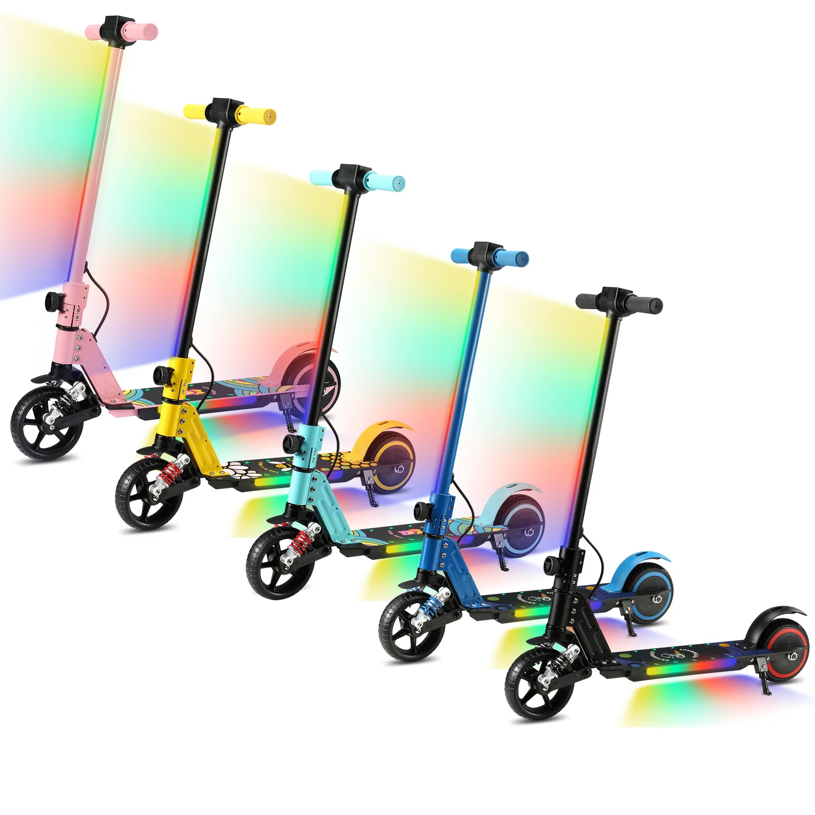 Monopattino elettrico per bambini dai 6 ai 12 anni E-Scooter pieghevole E 130W Motore 5-8 km Portata 14 km/h Velocità Sospensione ruota anteriore da 6,5 pollici