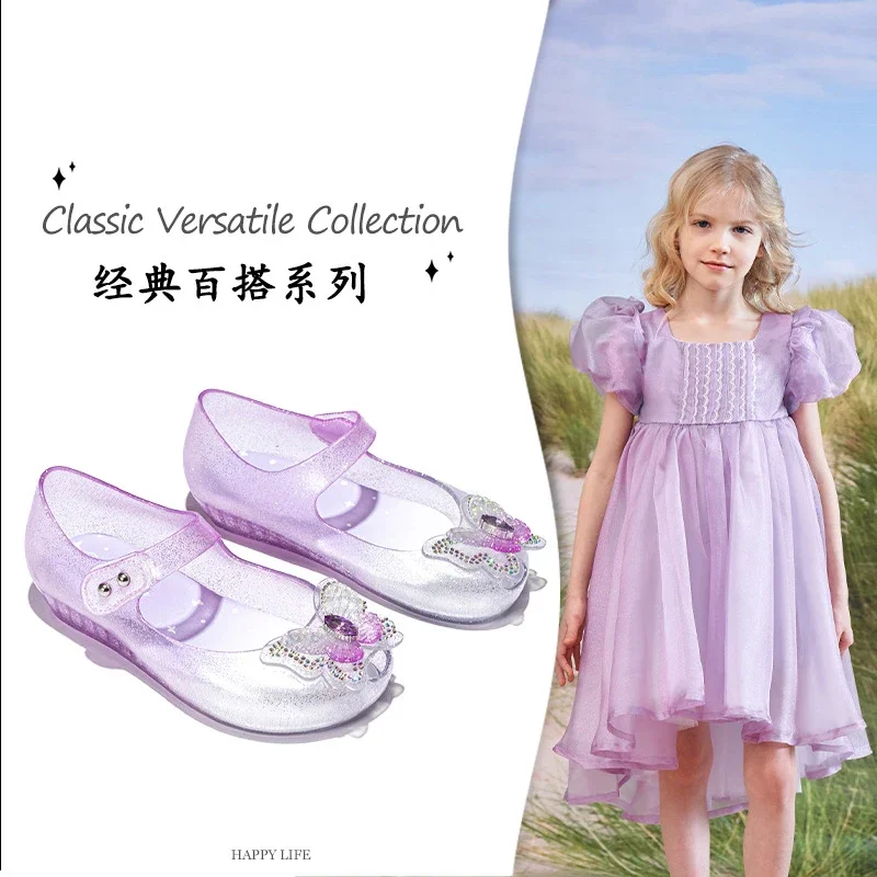 2024 New Fshion Non-slip Soft Bottom Fashion Princess Style Beach Shoes Quick Drying Children's Jelly Sandals Girls Sandals