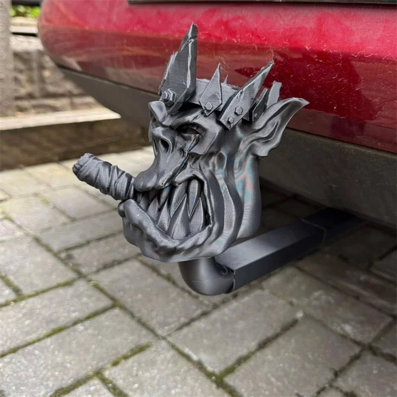 Cubierta para enganche de remolque Monster Crown, de plástico plateado y marrón, con figura de terror, adorno para la parte trasera del coche, decoración espeluznante, regalo para conductores