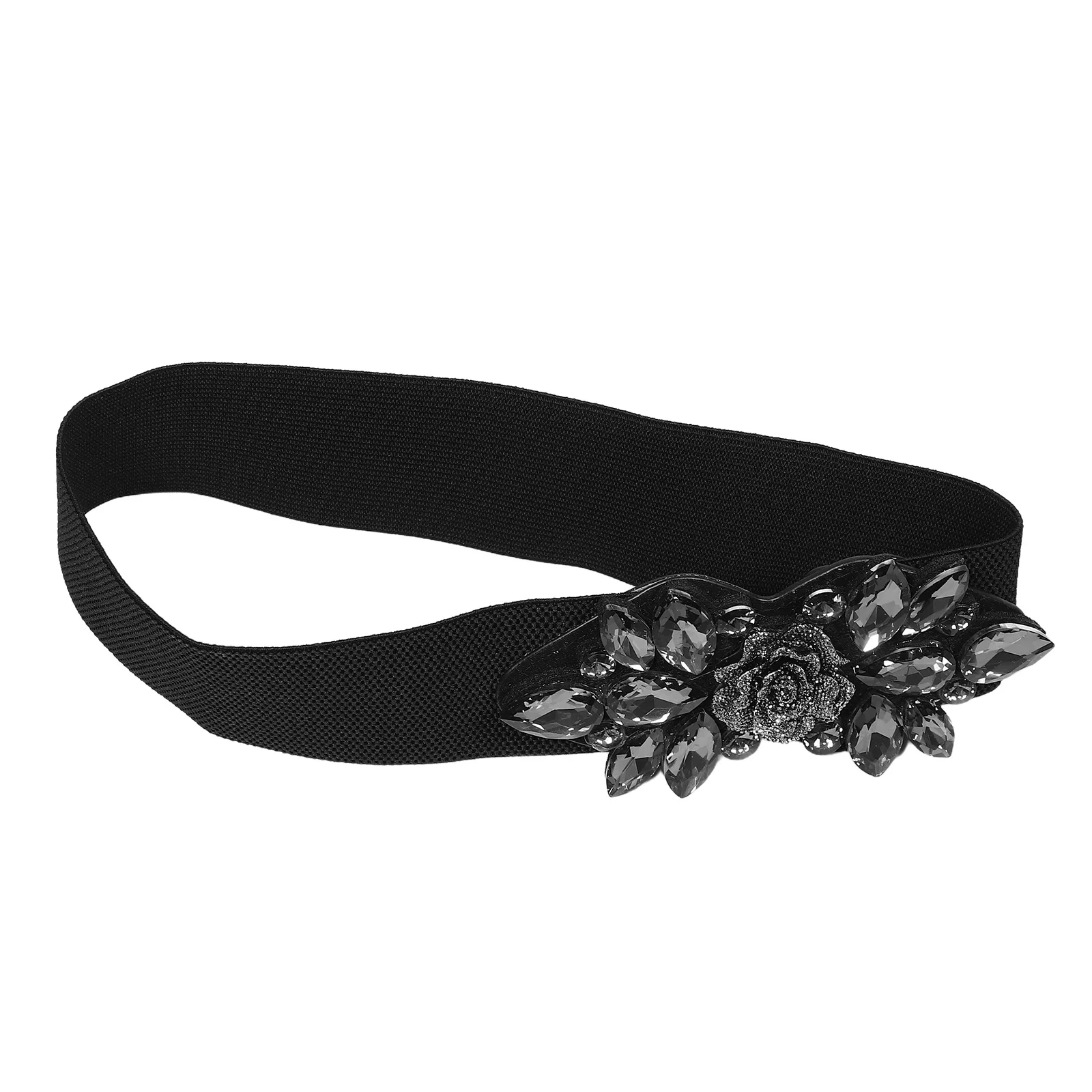 

Rhinestone Dress Waist Belt Wide Elastic Corset Stretch Belt for Formal Events Party Outfits Rhinestone Dress Wide Belts