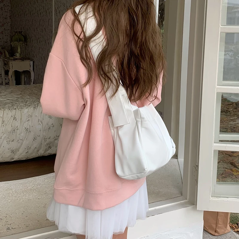 Cute Pink Shoulder Bags for Women Soft Pu Leather Ladies Tote Purse Large Handbags Casual College Girls Book Messenger Bags