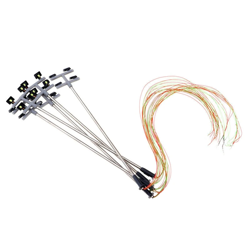 A003 5 peças escala 1:100 ho 4 luzes de rua led cenário mini poste de luz e 1 peça 3 cores semáforo sinais escala modelo 6 led