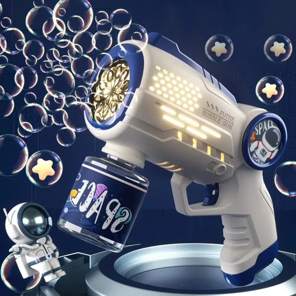 Ruimte Automatisch Bellenpistool Elektrische Zeepbellenmaker met Verlichting Cartoon Astronaut Outdoor Park Speelgoed voor Kinderen Kindercadeau