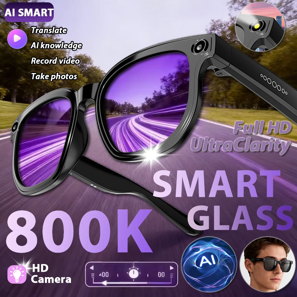 

New Upgrade Smart glasses With Camera Video Recording AI Photo Recognition Bluetooth Call Translation Voice Sunglasses Men Women