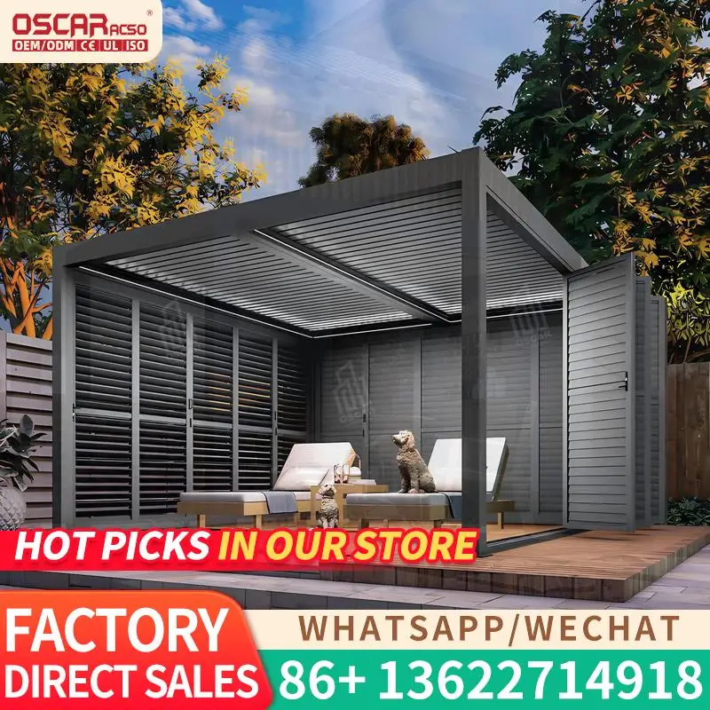 

SnowResistant Manual or Electric Louvered Aluminium Sun Shades Outdoor Garden Pavilion Gazebo for Backyard Patio Balcony Pergola