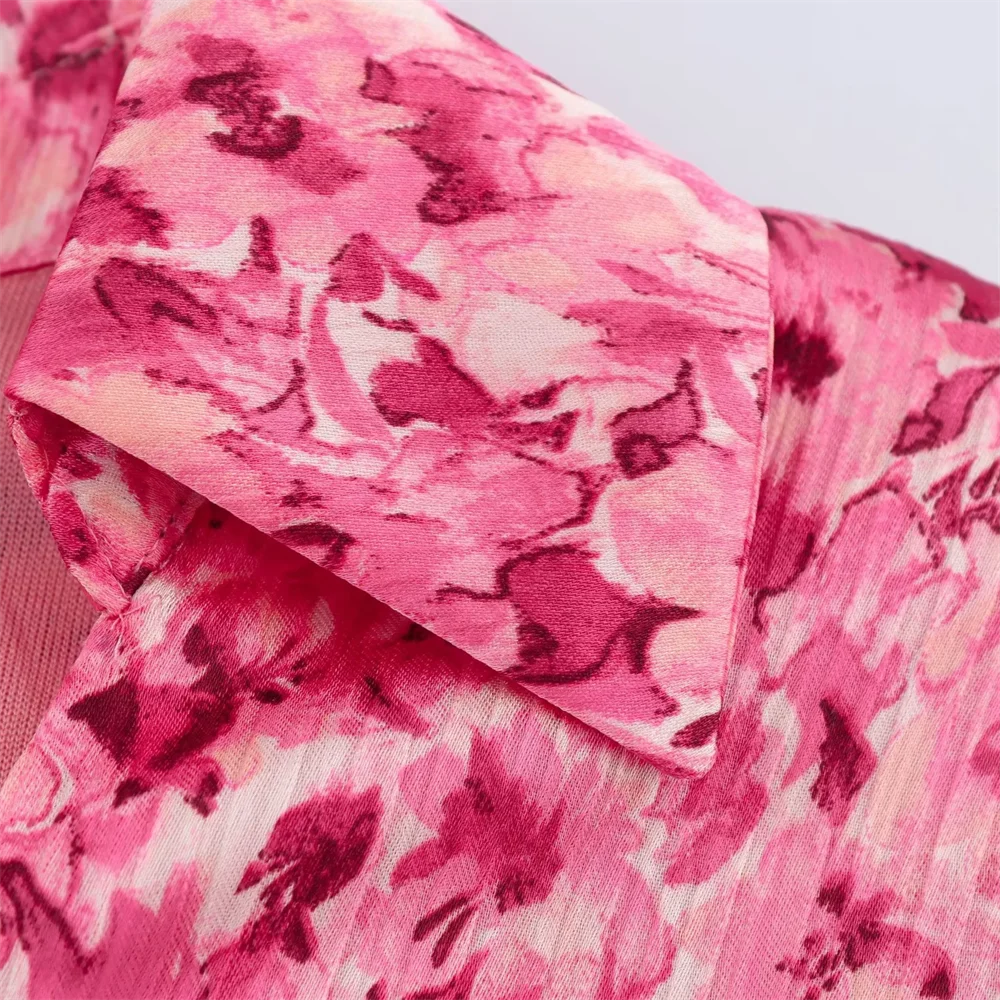   เดรสลายดอกไม้ คอวี แขนยาว ทรงหลวม สไตล์ลำลอง อเนกประสงค์ กระโปรงสั้น สำหรับฤดูร้อน ปี 2025 เสื้อผ้าผู้หญิงแบบใหม่