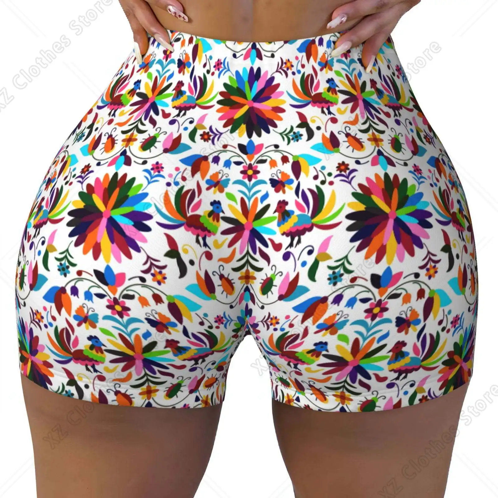 

Mexican Bright Style print Workout Shorts for Women Seamless Soft Smooth Gym Yoga Scrunch Active Exercise Fitness Shorts