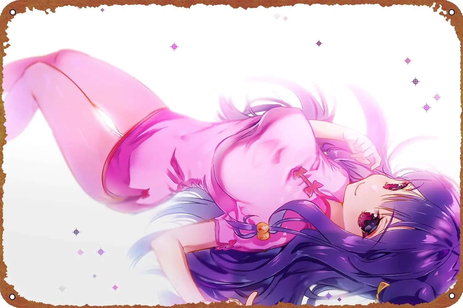 Smile Dress Long Hair Purple Eyes Purple Hair Bow Ranma ½ Shampoo Poster Tin Logo Metal Style Cafe Home Bar Garage Garden Door W