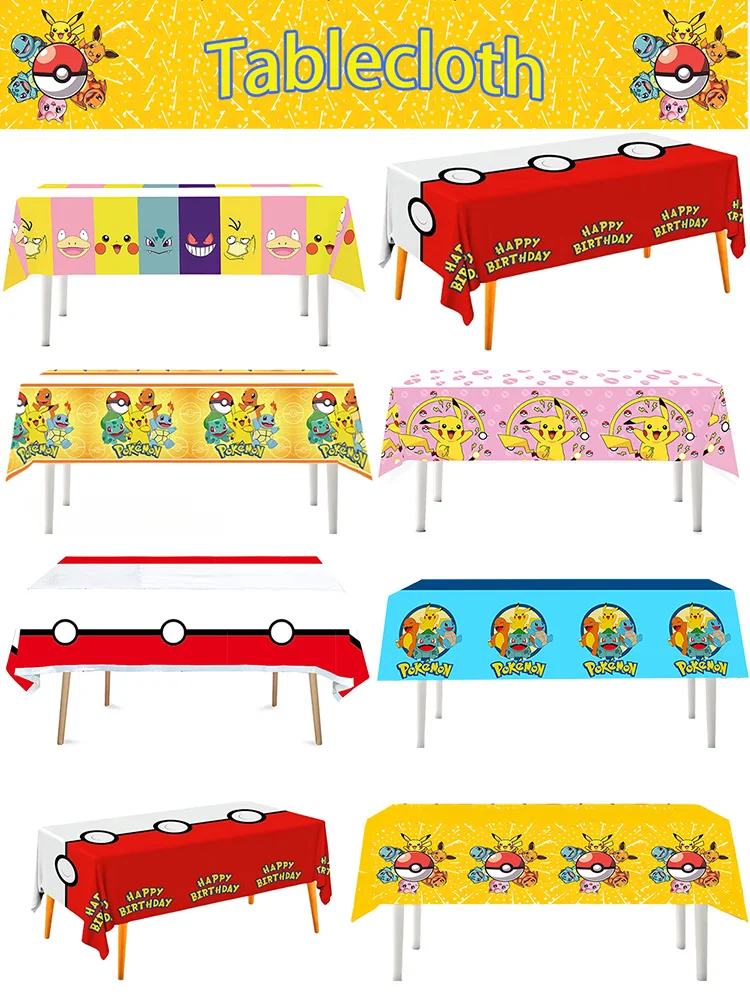 1/10 pièces nappe Pokemon décoration d'anniversaire nappe jetable Pikachu nappe enfants cadeaux d'anniversaire fournitures de réception-cadeau pour bébé