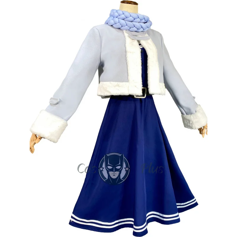 Wig Kostum Cosplay Frieren Fern Anime Frieren Beyond Journey's End Gaun Syal Musim Dingin di Daerah Utara Setelan Musim Dingin