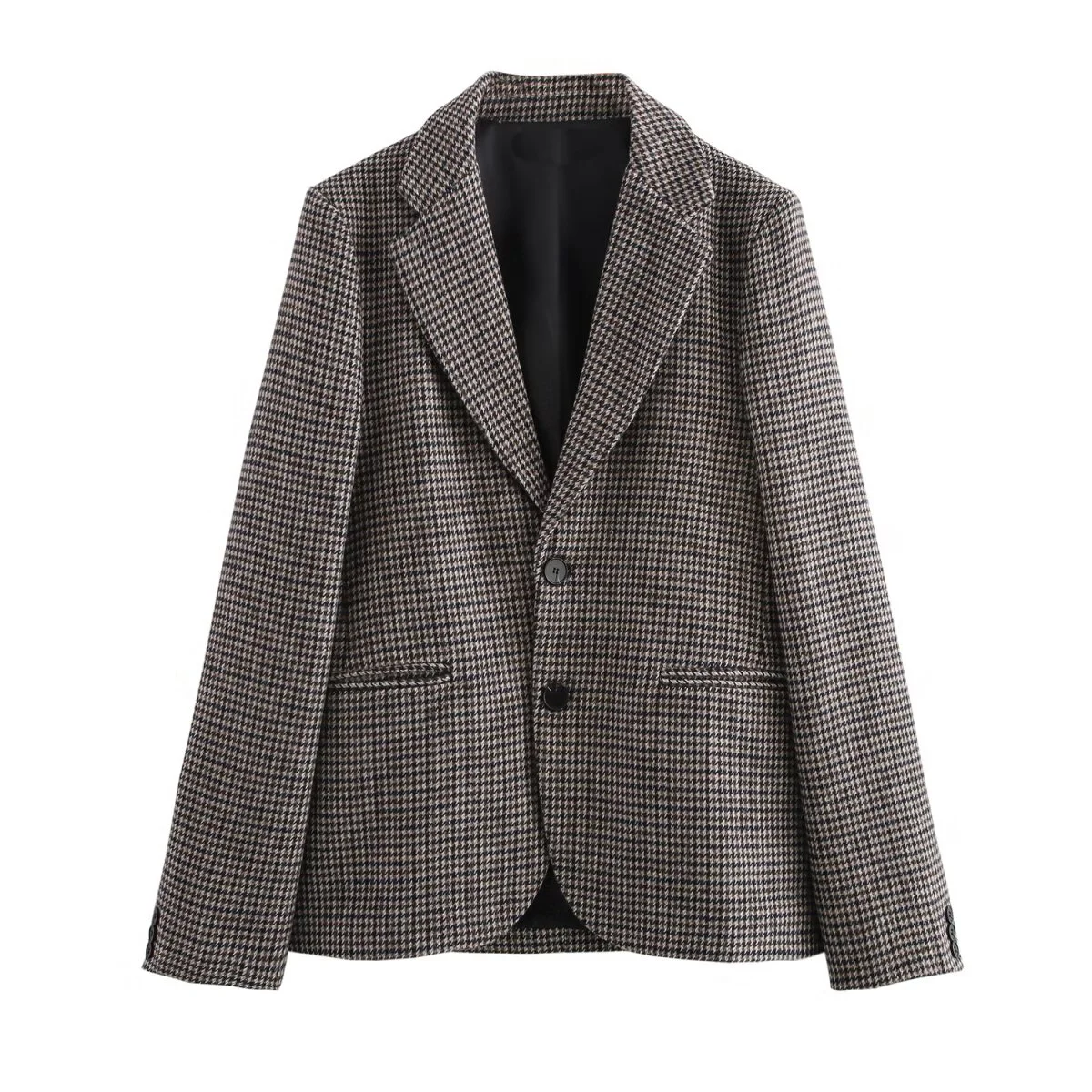 

2024 Autumn New Women's Clothing Style Fashionable and Versatile Retro Long Sleeve Thousand Bird Grid Suit Coat