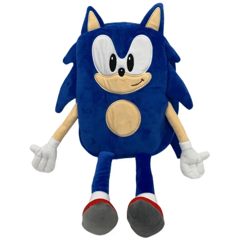 Nova Chegada Mochila de Pelúcia Sonic Supersônico de 40cm, Mochila de Pelúcia de Desenho Animado Ouriço para Meninos e Meninas, Presente de Halloween
