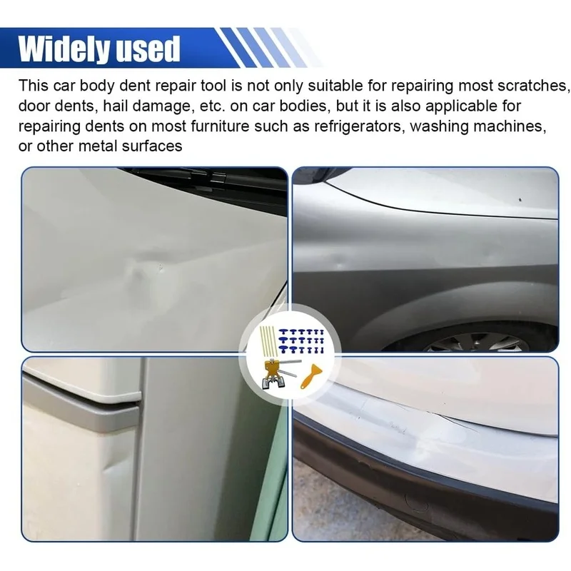 Super Sale 1set Paint Free Car Dent Extractor Kit, Elevator Dent Remover, Including Label and Scrapers, Used for Repair Body Dam