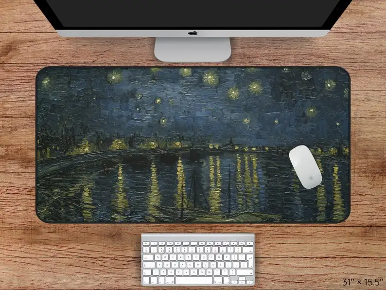 

Van Gogh Starry Night Desk Mat, Starry Sky Art Mouse Pad, Office and Gaming Desk Decoration Mat, Perfect Gift for Friends.