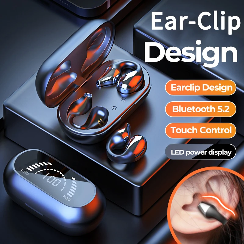 EARDECO Bluetooth Headphone Wireless Headphones Earclip Bluetooth Earphone Earring Sport Hifi Bass Headsets Ear Hook with Mic