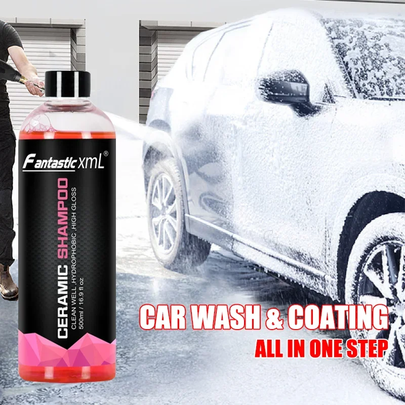 FantasticXml Shampoo Concentrato per Lavaggio Auto 500ML con Cera, Sapone Ceramico ad Alta Lucentezza, Detergente Superiore per Superfici, Shampoo per Lavaggio Automobilistico