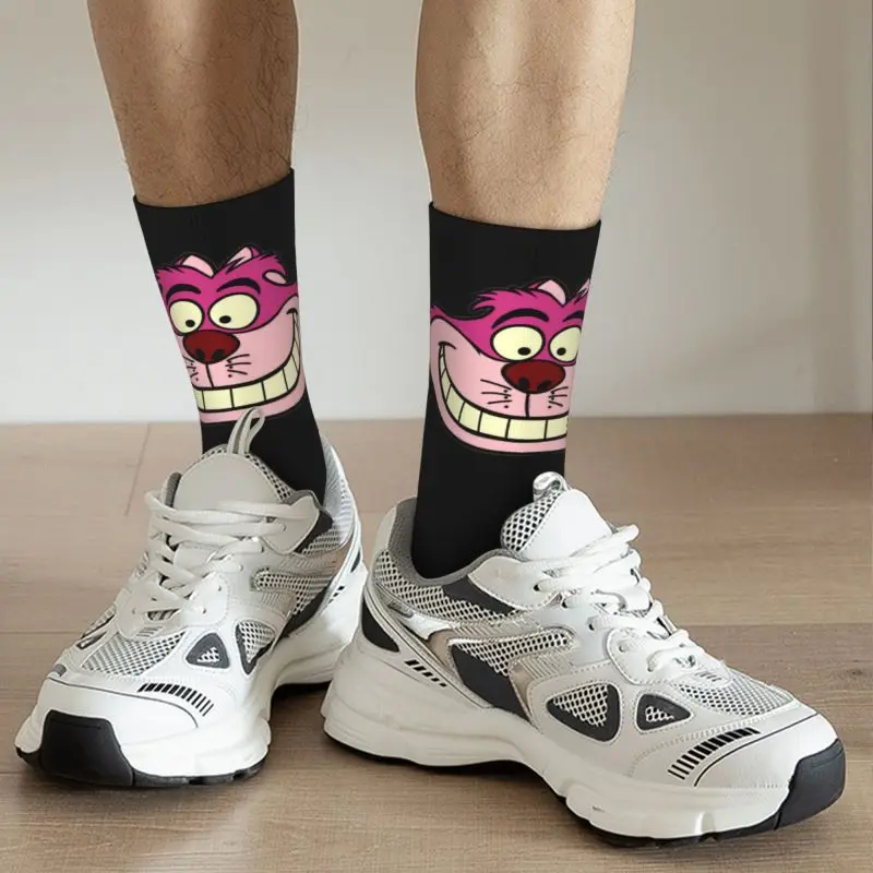 Customized Cheshire Cat Men Women Crew Socks Unisex Cute Animal Alice In Wonderland Spring Summer Autumn Winter Dress Socks