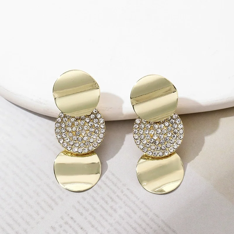 Boucles d'Oreilles à Paillettes en Or et Diamant pour Femme, Cadeau Commémoratif de Mariage Romantique, Exquis et observateur, Mode Coréenne de Luxe, Exceptionnel